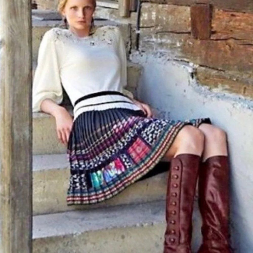 ANTHROPOLOGIE patchwork Vintage Boho Valea Skirt